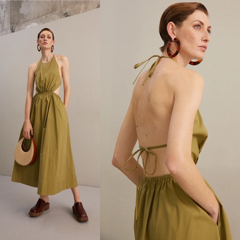 🆕 STAUD Vanessa Dress Size Small Khaki